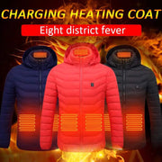 メンズ ヒートダウンジャケット USB給電式 冬用パーカー アウトドア 電熱中綿ジャケット 保温 スポーツ用 サーマルコート 防寒ウェア ヒーテッドジャケット