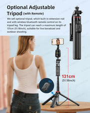 AI顔追跡ジンバル・スマホスタビライザー 360°自動回転セルフィースタンド iPhone 15 Pro Max / Android対応（オプション三脚付き）