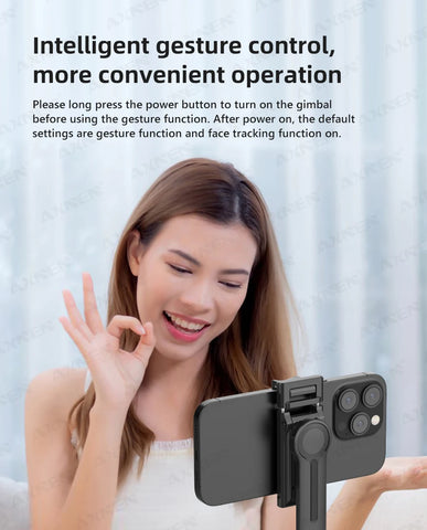 AI顔追跡ジンバル・スマホスタビライザー 360°自動回転セルフィースタンド iPhone 15 Pro Max / Android対応（オプション三脚付き）