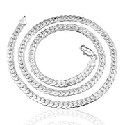 18K ゴールド／シルバーカラー 6mm フルサイドウェイネックレス｜8/18/20/24インチチェーン｜レディース・メンズ用 ファッション・ウェディング・婚約ジュエリー