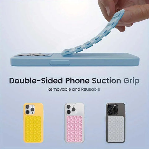 シリコン吸盤式スマホケースマウント 両面使用可能 ハンズフリー 強力グリップ ホルダー 自撮りや動画撮影用 iPhone・Android対応