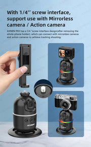 AI顔追跡ジンバル・スマホスタビライザー 360°自動回転セルフィースタンド iPhone 15 Pro Max / Android対応（オプション三脚付き）