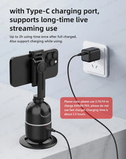 AI顔追跡ジンバル・スマホスタビライザー 360°自動回転セルフィースタンド iPhone 15 Pro Max / Android対応（オプション三脚付き）