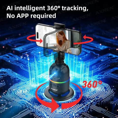 AI顔追跡ジンバル・スマホスタビライザー 360°自動回転セルフィースタンド iPhone 15 Pro Max / Android対応（オプション三脚付き）