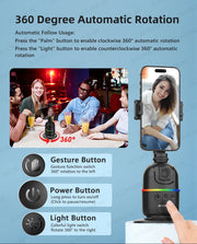 AI顔追跡ジンバル・スマホスタビライザー 360°自動回転セルフィースタンド iPhone 15 Pro Max / Android対応（オプション三脚付き）