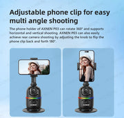 AI顔追跡ジンバル・スマホスタビライザー 360°自動回転セルフィースタンド iPhone 15 Pro Max / Android対応（オプション三脚付き）